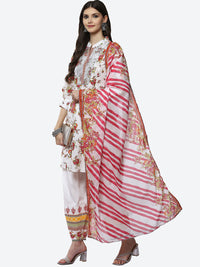 Thumbnail for Biba Women White Floral Printed Kurta with Salwar & With Dupatta - Distacart