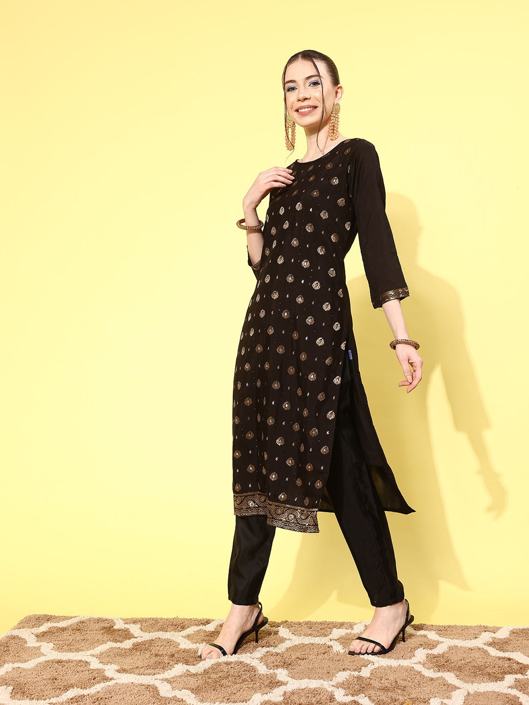 Sangria Women Ethnic Motifs Regular Kurta with Trousers & With Dupatta - Distacart