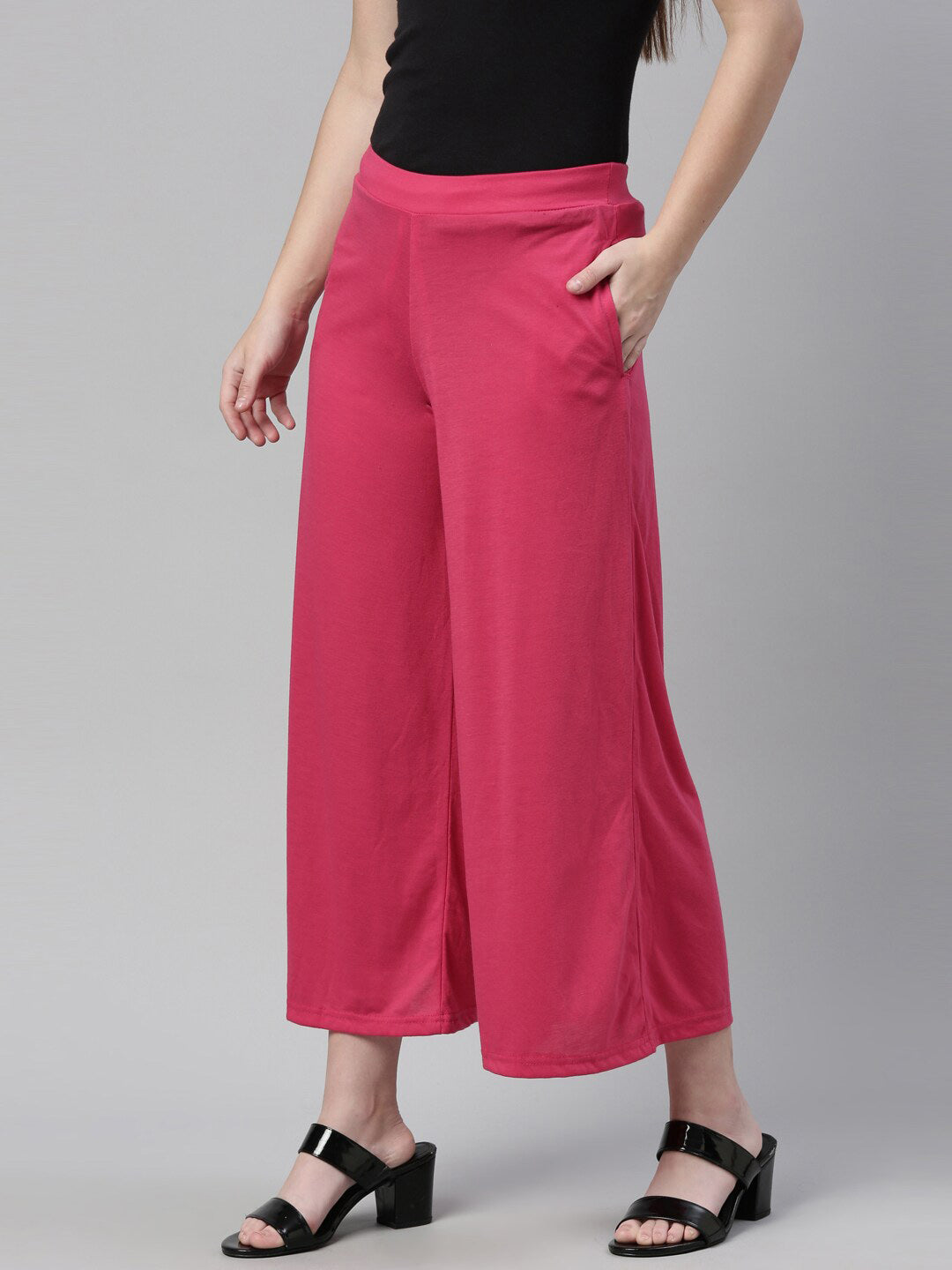 Souchii Women Beautiful Pink Knitted Palazzos - Distacart