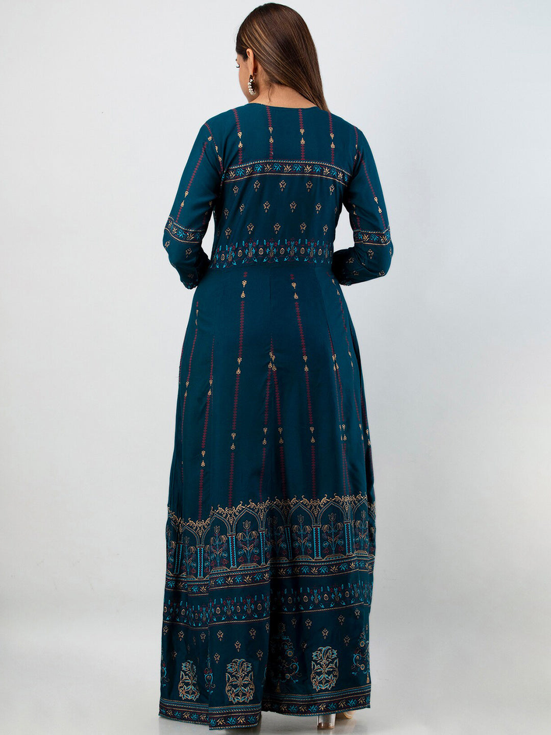 Kalini Women Teal Ethnic Motifs Printed Floral Kurta - Distacart