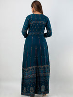 Thumbnail for Kalini Women Teal Ethnic Motifs Printed Floral Kurta - Distacart