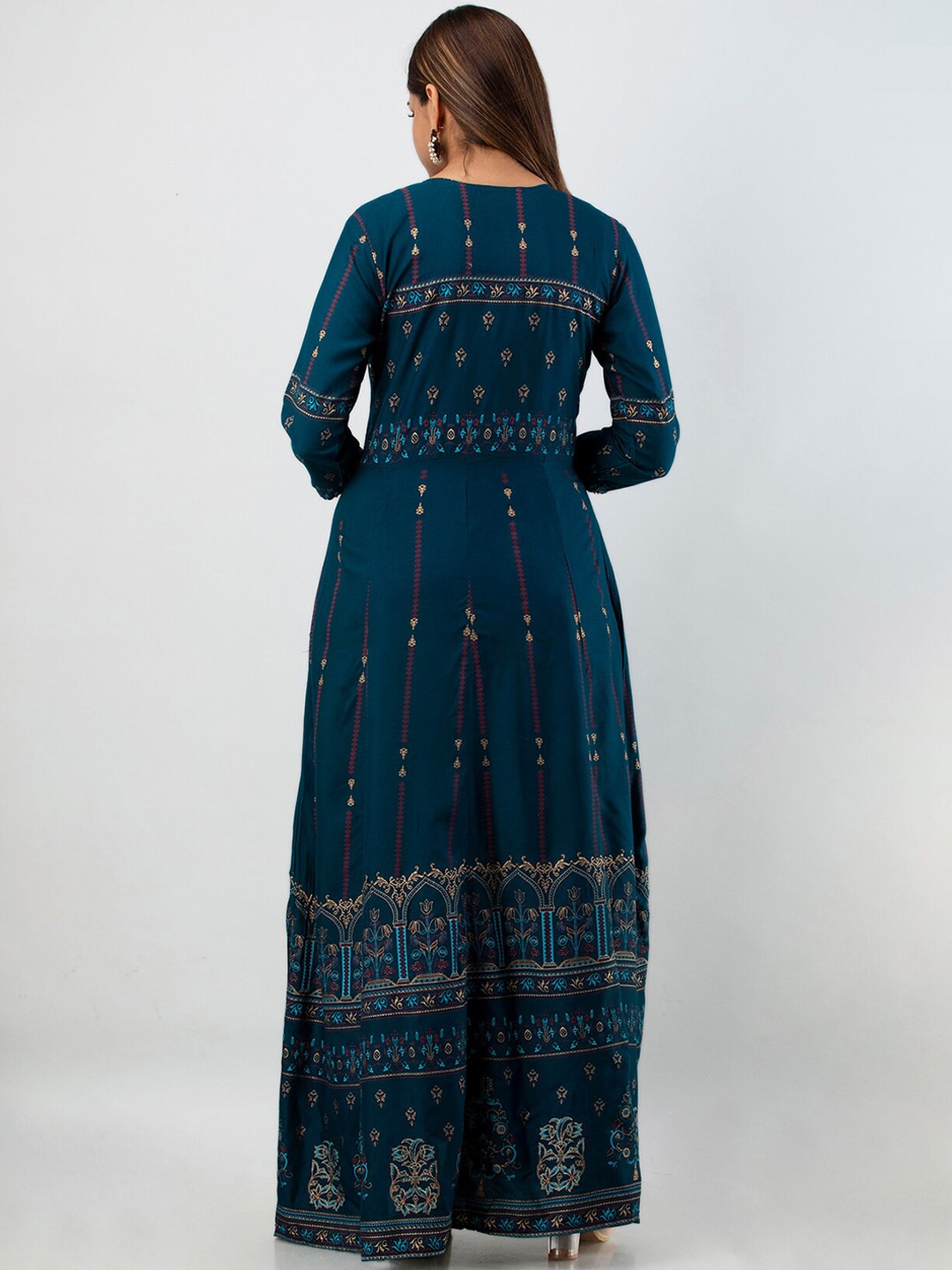 Kalini Women Teal Ethnic Motifs Printed Floral Kurta - Distacart