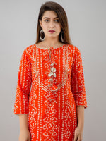 Thumbnail for HERE&NOW Orange & White Bandhani Printed Gotta Patti Kurta with Sharara - Distacart