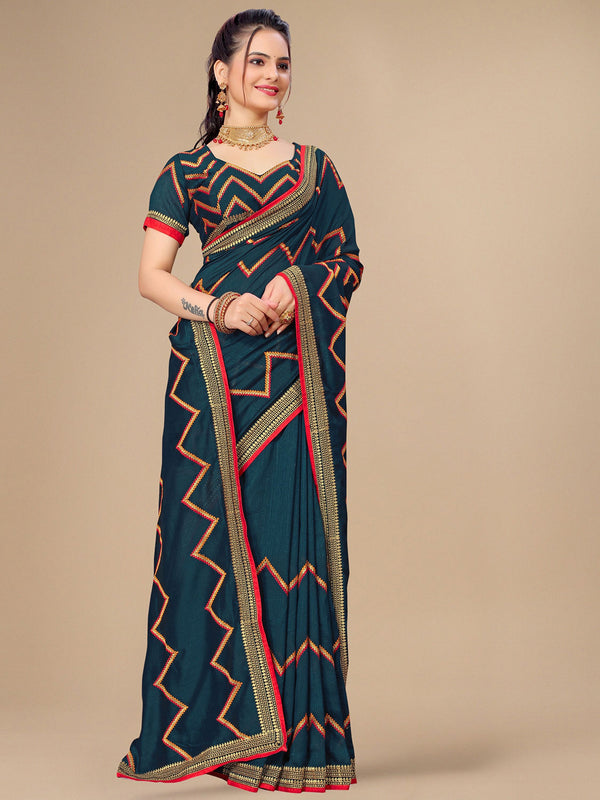 Kalini Chevron Embroidered Saree - Distacart