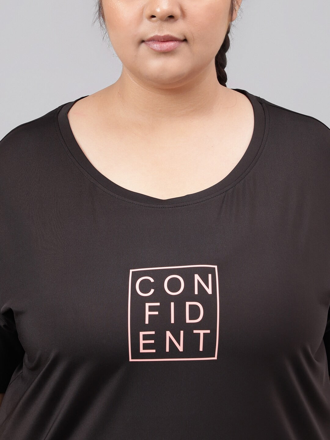 MKH Plus Size Typography Printed Relaxed Fit Dri-FIT Sports T-shirt - Distacart