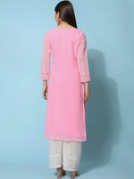 Thumbnail for Kalini Ethnic Motifs Embroidered Chikankari Georgette Straight Kurta - Distacart