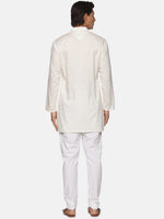 Thumbnail for Sethukrishna Men Cream-Coloured Pure Cotton Kurta with Pyjamas - Distacart