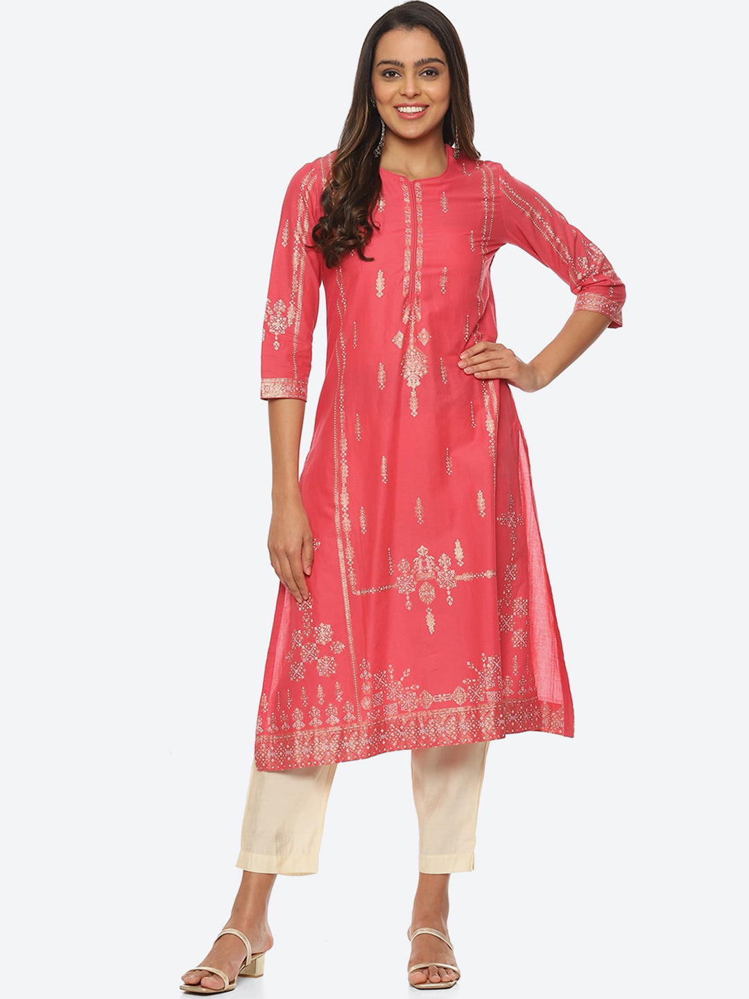 Biba Women Ethnic Motifs Printed Cotton Kurta - Distacart