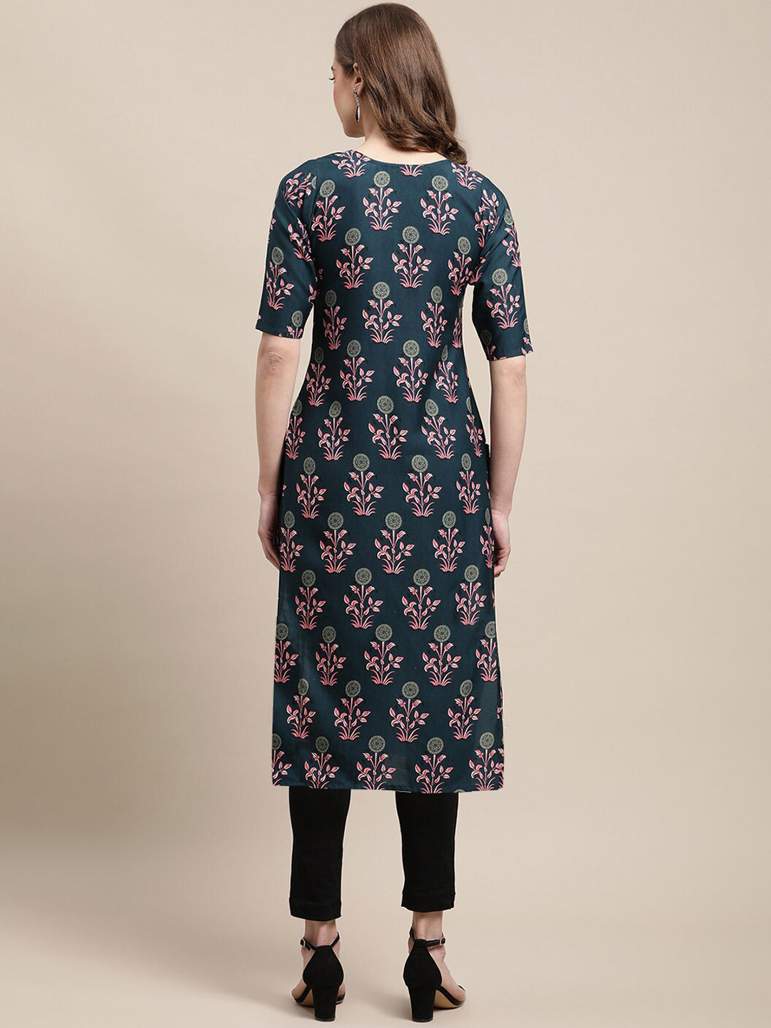 Kalini Women Teal & Blue Ethnic Motifs Printed Crepe Pack of 2 Kurtas - Distacart