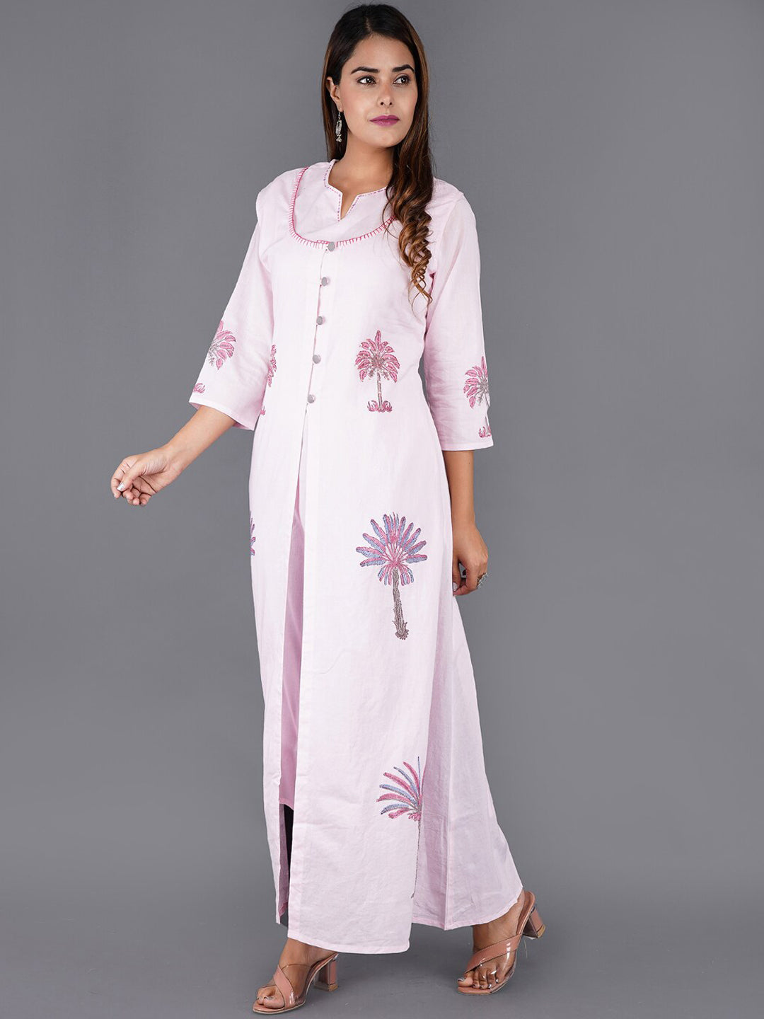 Kalini Women Pink Floral Thread Work Kurta - Distacart