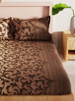 Thumbnail for BIANCA Brown Floral 200 TC King Bedsheet with 2 Pillow Covers - Distacart