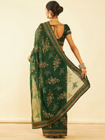 Thumbnail for Soch Floral Embroidered Zari Pure Chiffon Saree - Distacart