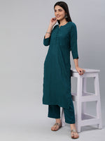 Thumbnail for Kalini Women Self Design Pure Cotton Kurta With Trousers - Distacart