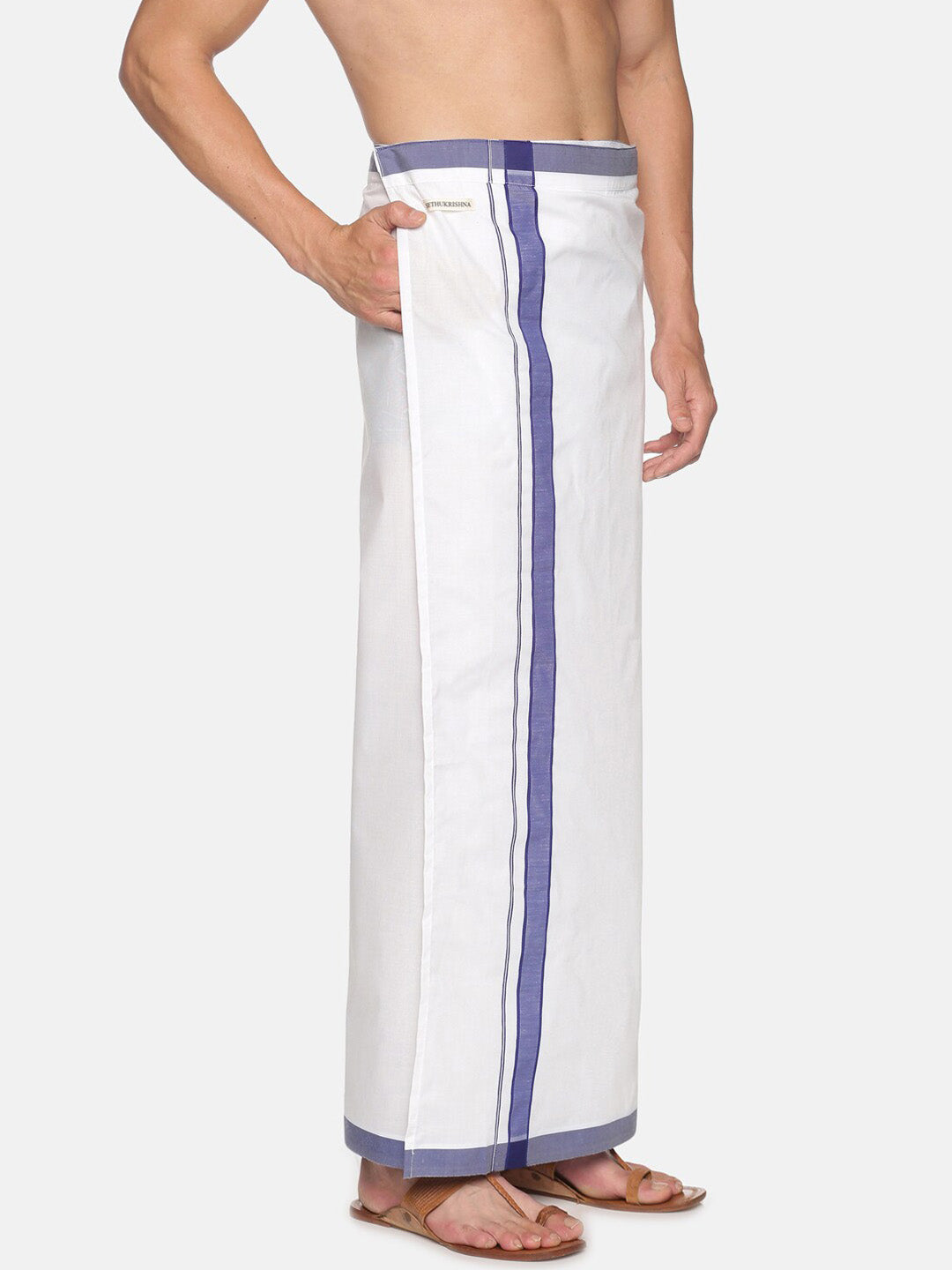 Sethukrishna Men White Solid Cotton Dhoti - Distacart