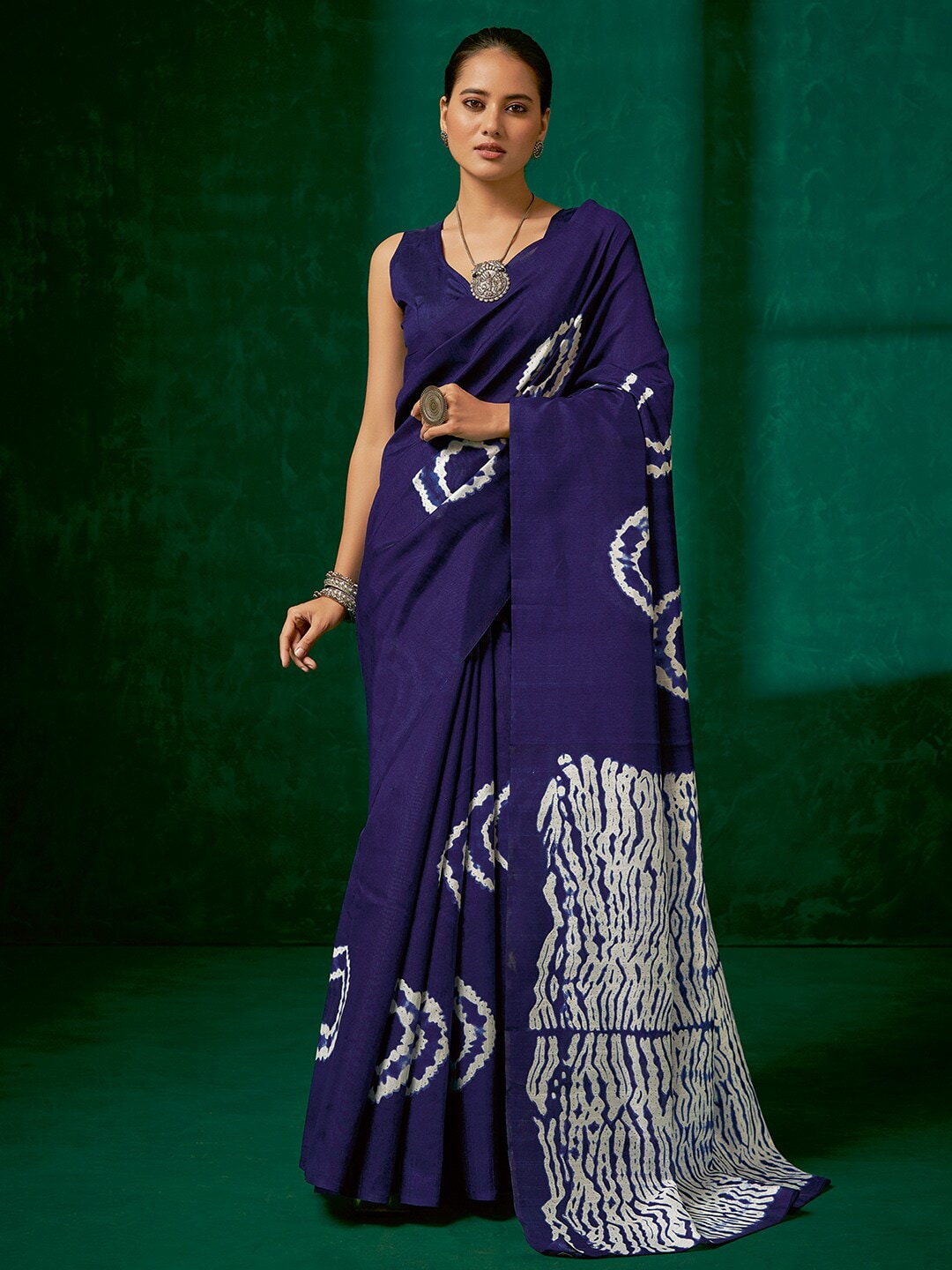Mitera Purple & White Tie and Dye Art Silk Saree - Distacart