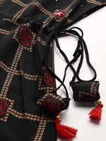 Thumbnail for Sangria Women Black Checked Viscose Rayon Anarkali Kurta - Distacart