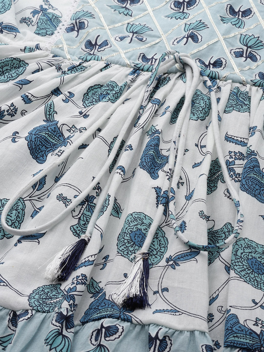 Kalini Women White Floral Printed Pure Cotton Kurta with Trousers - Distacart