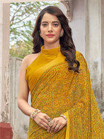 Thumbnail for Kalini Paisley Printed Pure Chiffon Dabu Saree - Distacart
