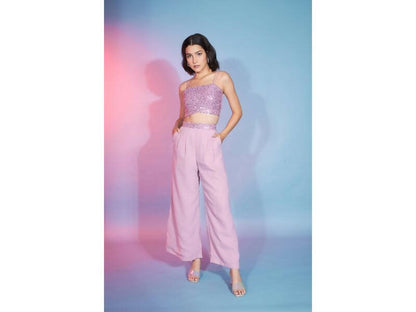 Pink Georgette Sequence With Thread Designer Co-Ord Set - Flory - Distacart
