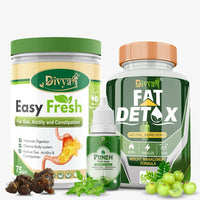 Thumbnail for Divya Shree Fat Detox Capsule + Easy Fresh Powder & Punch Tulsi Drop Gas Combo Kit - Distacart