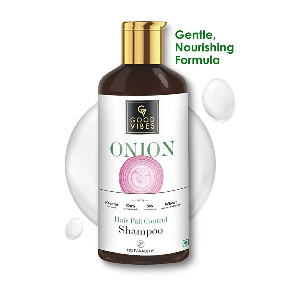 Good Vibes Onion Hairfall Control Shampoo With Keratin, Corn, Wheat Protein & Soy