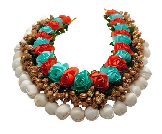 Skyblue & Orange Hair Gajra