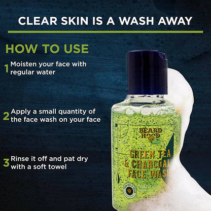 Beardhood Green Tea & Charcoal Face Wash - Distacart