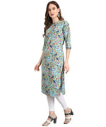 Thumbnail for Vamika Rama Green French Crepe Printed Party Wear/Casual Wear Kurti - Distacart
