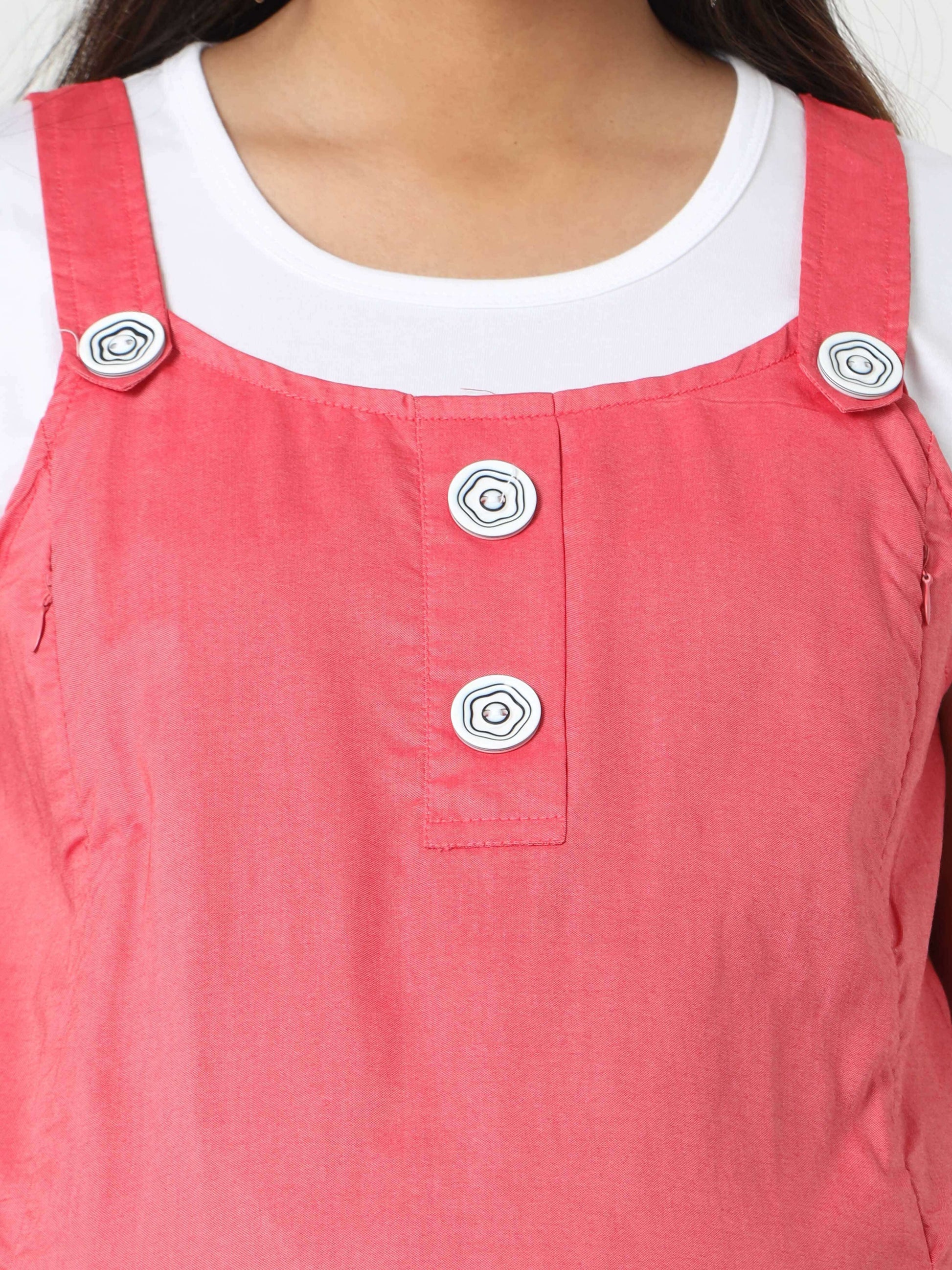 Manet Half Sleeves Solid Maternity Dress With Concealed Zipper Nursing Access - Red - Distacart