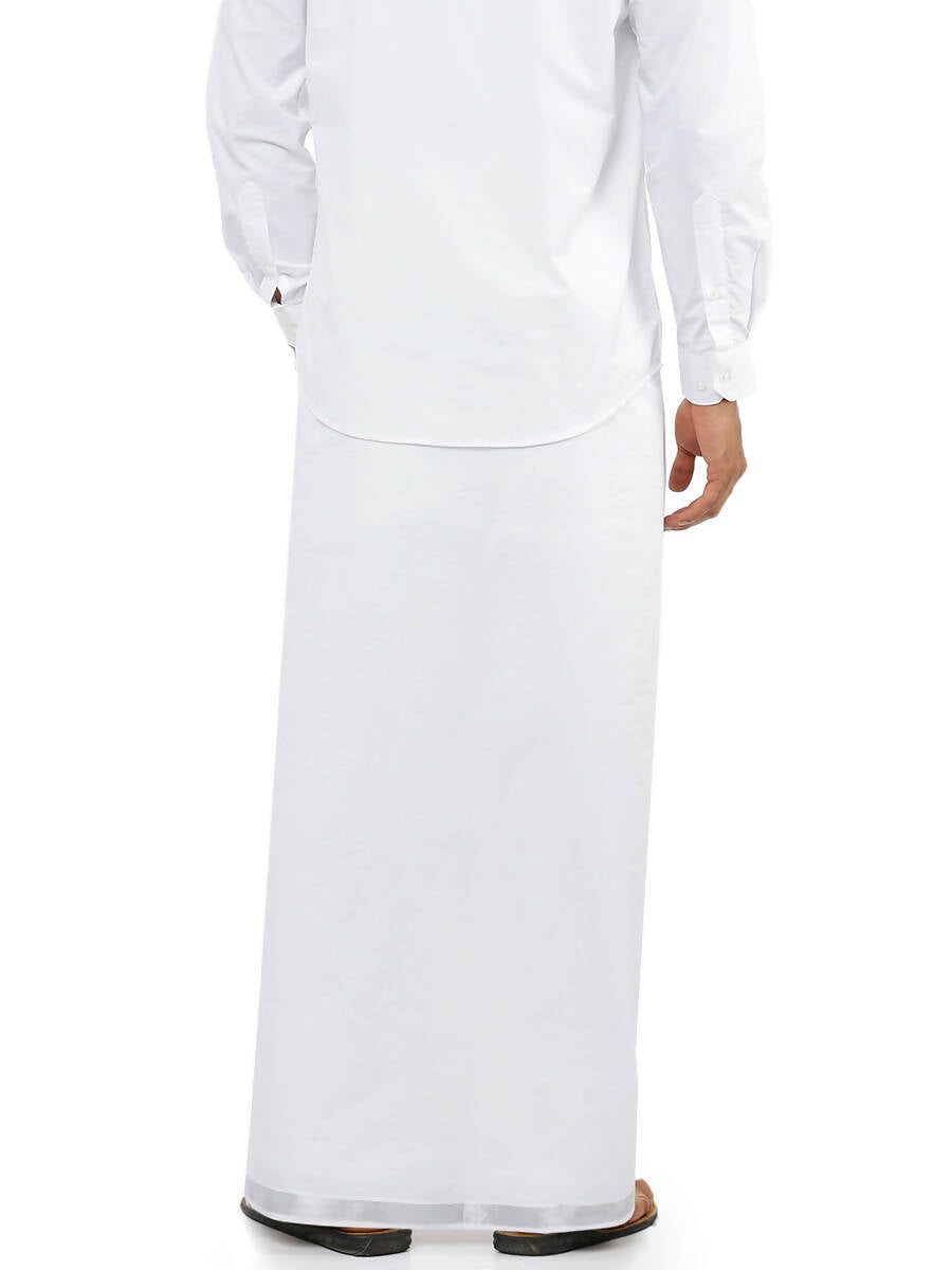 Ramraj Cotton Mens Pure Cotton 1" Silver Jari Dhoti - White - Distacart