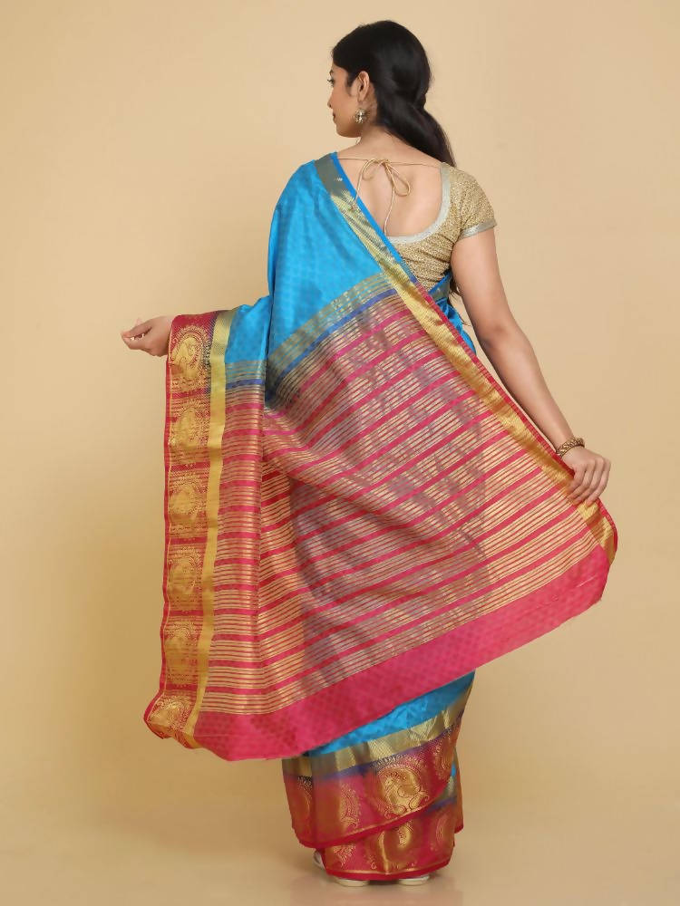 Kalamandir Floral Blue Pashmina Saree