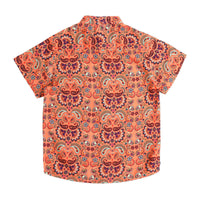 Thumbnail for Lil Drama Sassy Boho Boys Orange Printed Shirt from the sibling collection - Distacart