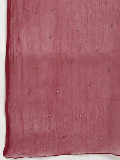 Rudra Bazaar Wine Angrakha Style Flared Anarkali Kurta with Pyjamas & Dupatta - Distacart