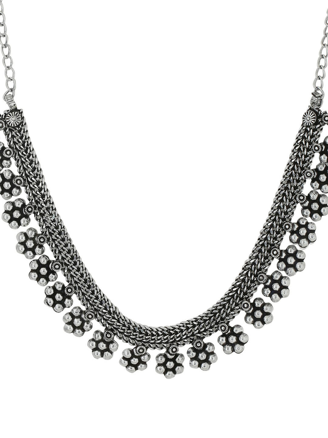 NVR Women Silver-Plated Oxidised Necklace - Distacart