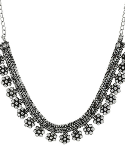 NVR Women Silver-Plated Oxidised Necklace - Distacart