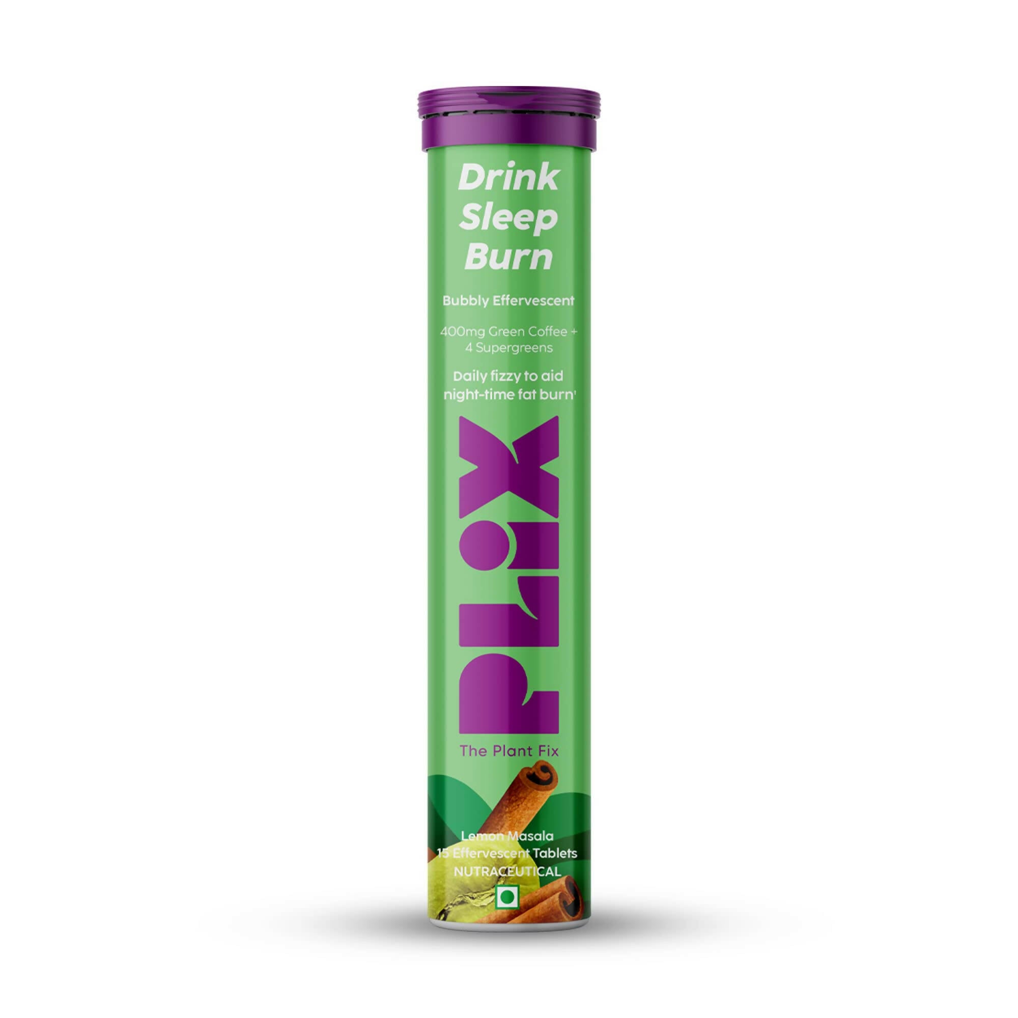 PLIX The Plant Fix Drink Sleep Burn Effervescent Tablets with Green Coffee Bean - Lemon Masala - Distacart