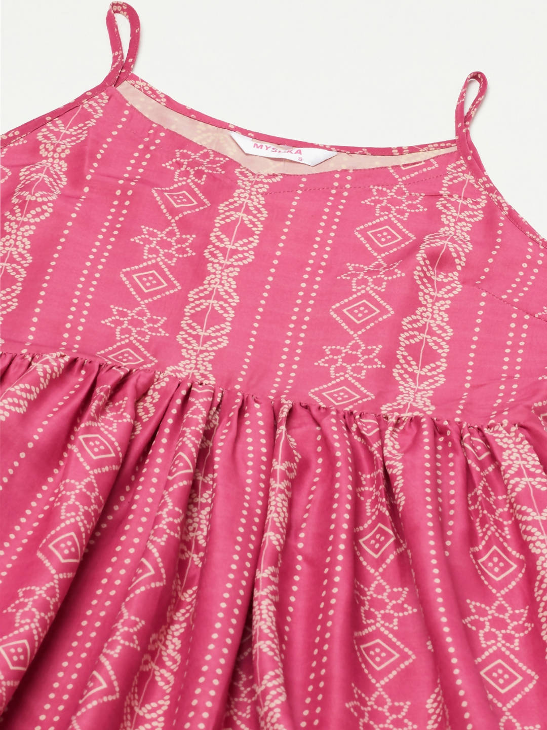 Myshka Pink Printed Sleeveless V Kurti Sharara Set - Distacart