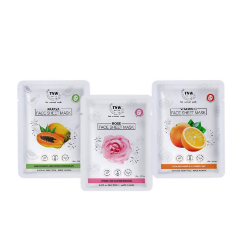 The Natural Wash Rose, Papaya, and Vitamin C Face Sheet Masks Combo Pack