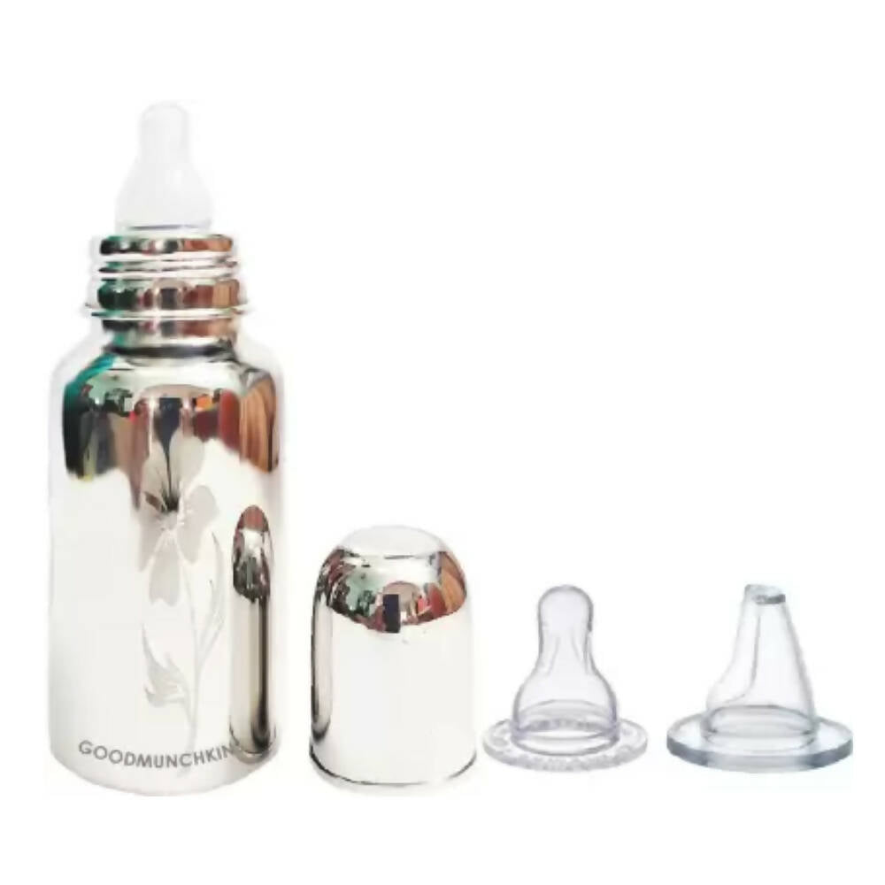 Goodmunchkins Stainless Steel Feeding Bottle 304 Grade Steel, Jointless, BPA Free, Rustfree Bottle with 2 Anti Colic Silicone Nipple For Kids - Distacart