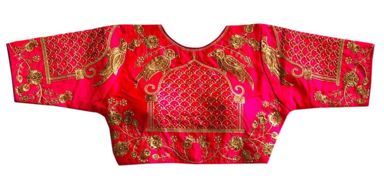 Vamika Beautiful Pink Banglori Silk Embroidery Blouse - Distacart