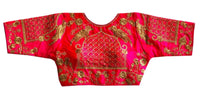 Thumbnail for Vamika Beautiful Pink Banglori Silk Embroidery Blouse - Distacart