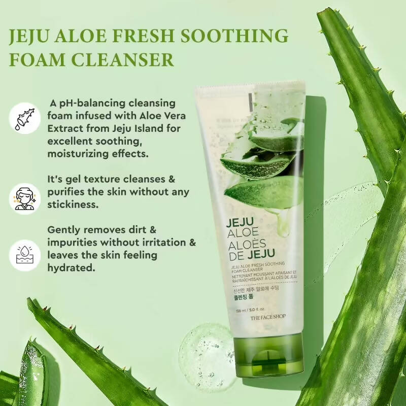 The Face Shop Jeju Aloe Fresh Soothing Foam Cleanser - Distacart