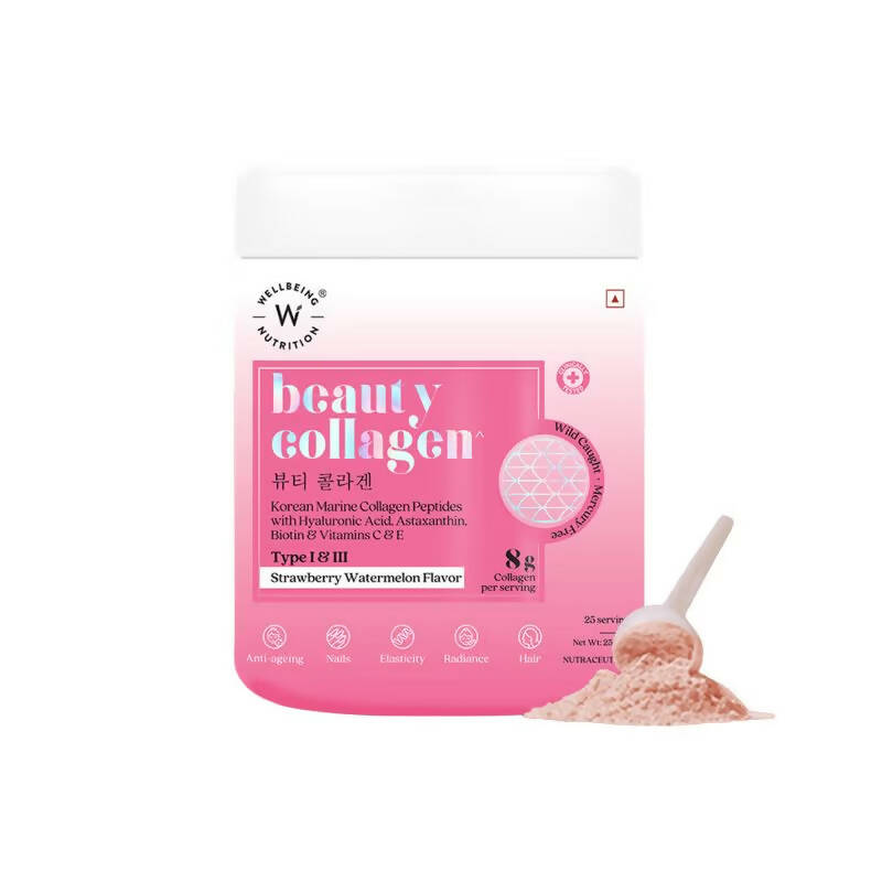 Wellbeing Nutrition Beauty Korean Marine Collagen Peptides - Strawberry & Watermelon - Distacart