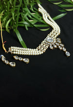 Thumbnail for Mominos Fashion Johar Kamal Gold-Plated Brass Finish Kundan/Stone Choker For Women (White) - Distacart