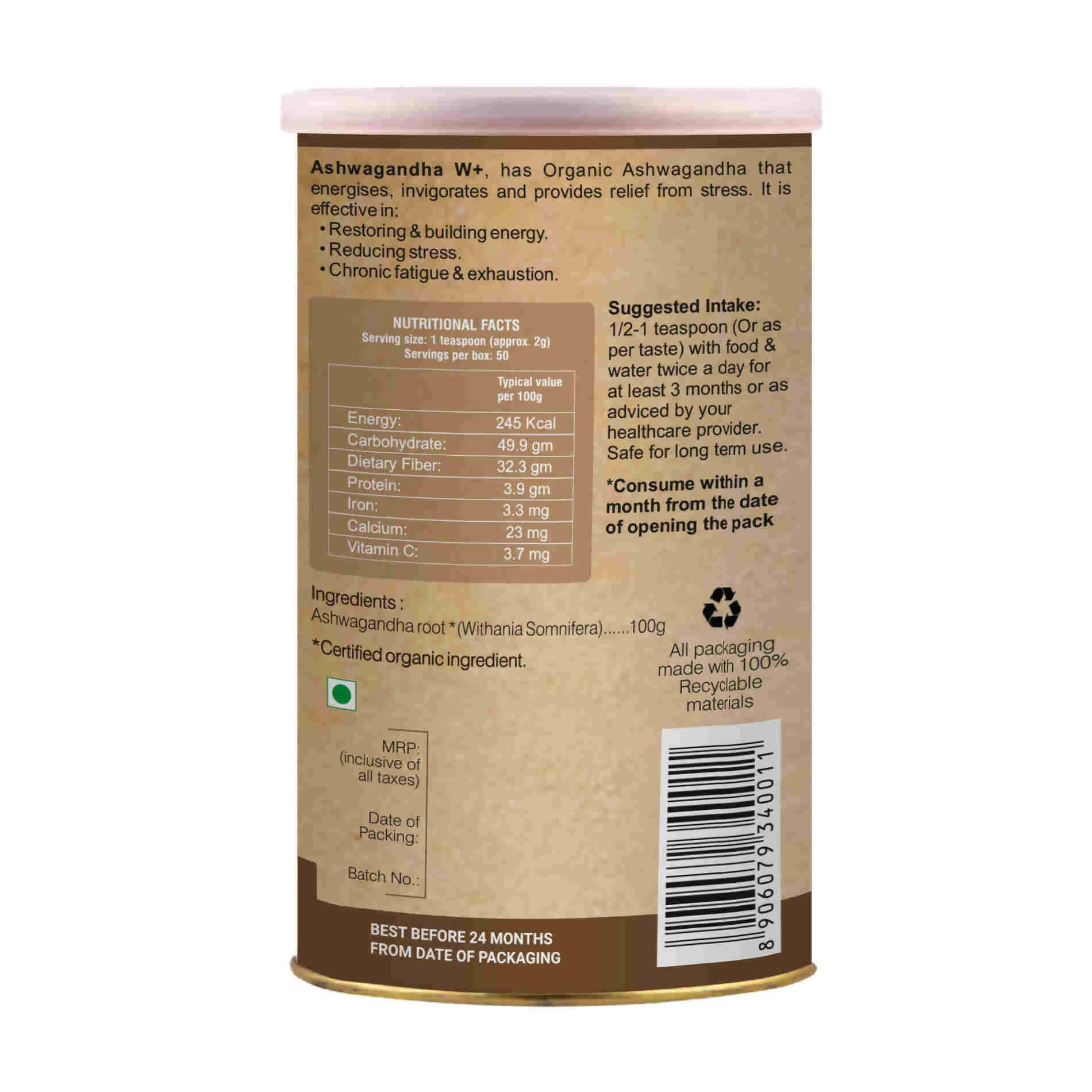 Organic Wellness Ashwagandha Powder - Distacart
