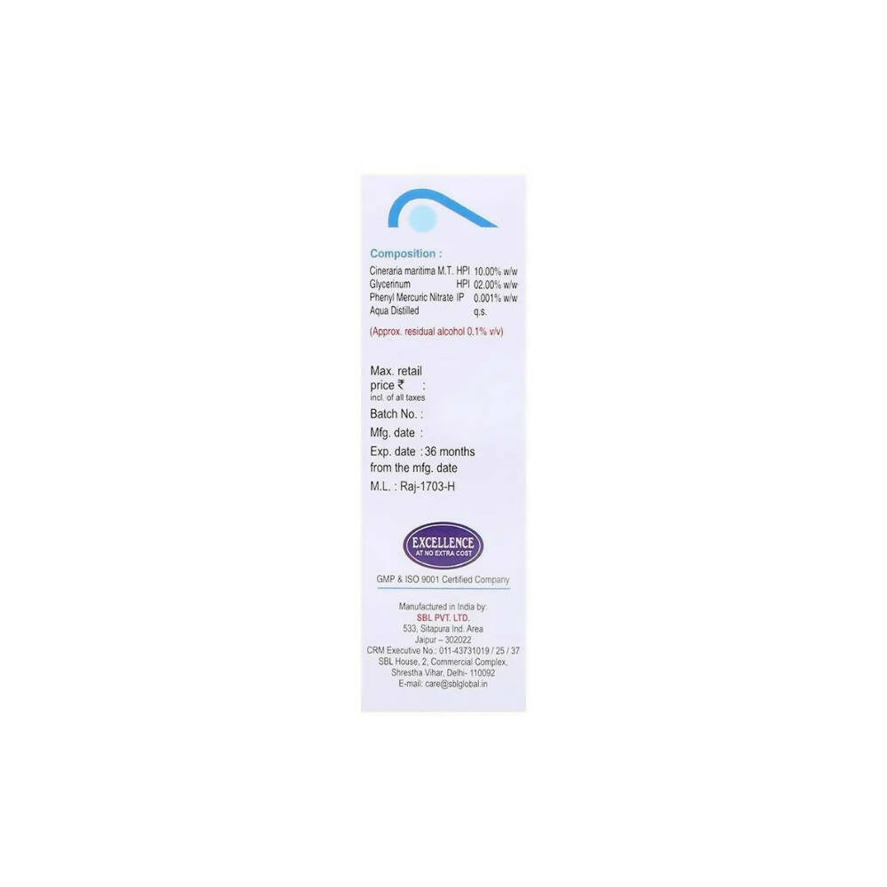 SBL Homeopathy Cineraria Maritima Eye Drops Free From Alcohol - Distacart