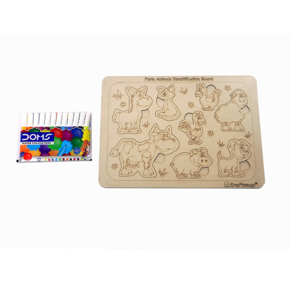 Kraftsman Farm Animals Identification Puzzle Board With Color Kit Included - Distacart