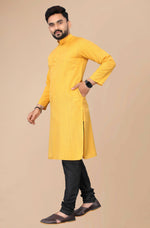 Thumbnail for Men's Mustard Striped Cotton Kurta - Mahotsav - Distacart