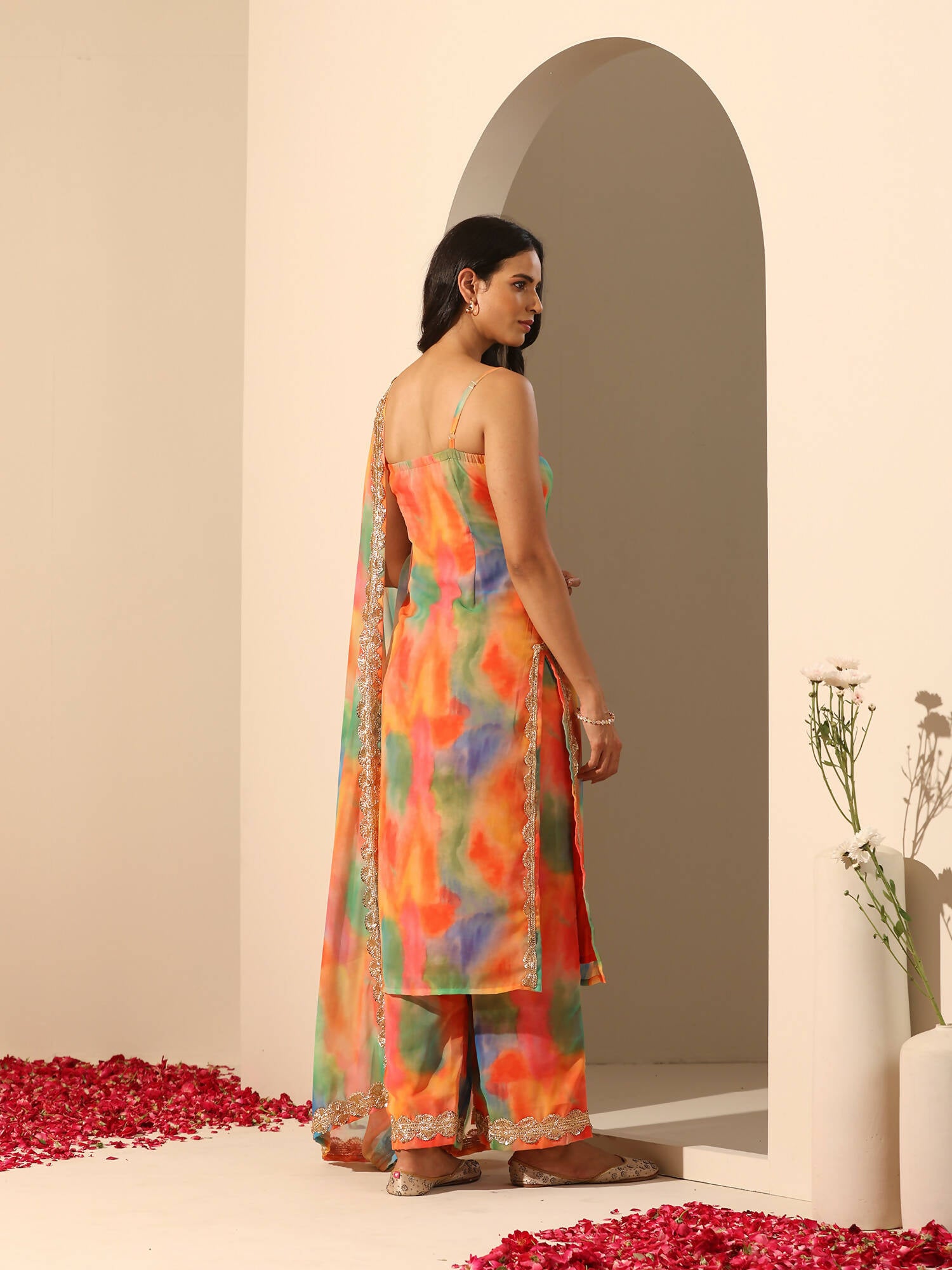 Pomcha Jaipur Orange Gul-Rangbirangi Suit Set - Distacart