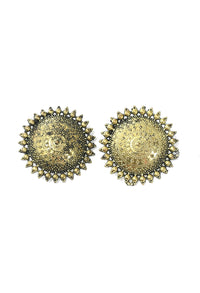 Thumbnail for Mominos Fashion Johar Kamal Oxidised Gold-Plated Brass Finish Ghungroo Design Choker Set - Distacart